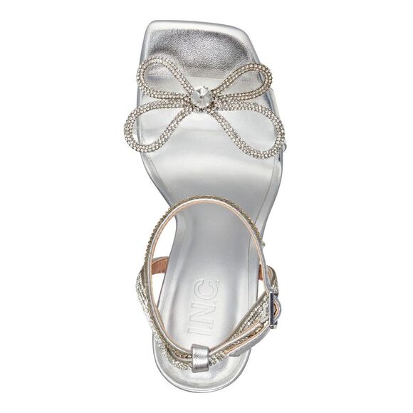 INC Womens Silver Adjustable Lively Square Toe Stiletto Buckle Heeled Sandal 7 M - Picture 3 of 4